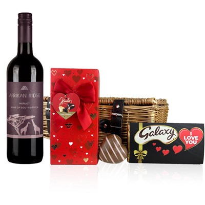 Afrikan Ridge Merlot 75cl Red Wine And Chocolate Love You hamper